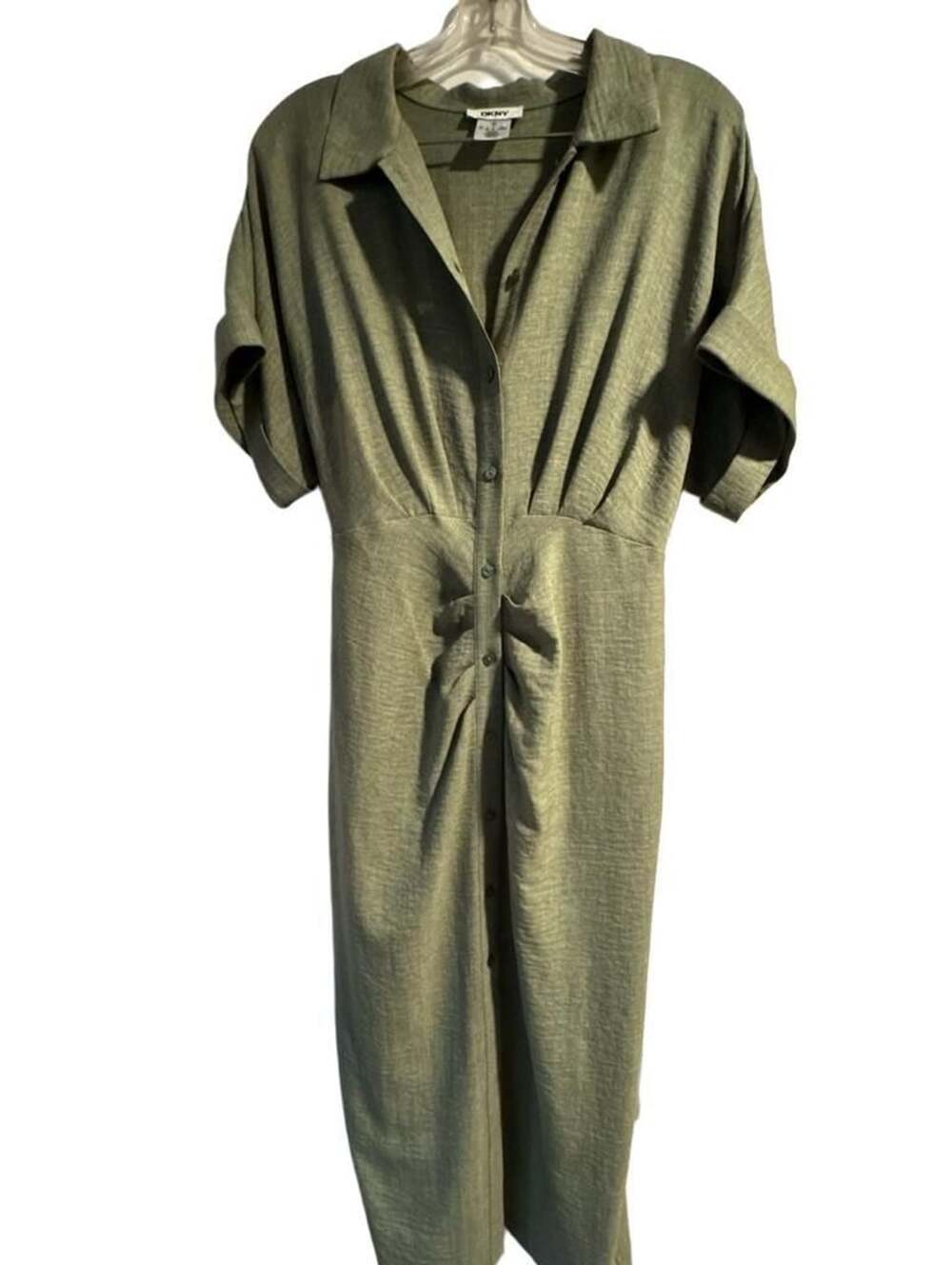 DKNY Green Short Sleeve Button Front Shirtdress Size 8